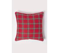 HOMESCAPES - 100% Cotton - Edward Tartan Check - Cushion Cover - 45 x 45 cm Square - 18 x 18 Inches - Christmas Red Green - 100% Cotton - sofa Cushion Cover - Washable