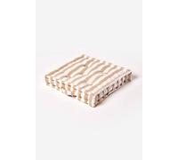 Homescapes Cotton Beige Thick Stripe Floor Cushion, 50 X 50 Cm