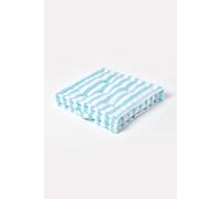 HOMESCAPES - Thick Stripe Blue - 100% Cotton - Floor Cushion - Medium Cornflower Blue - 40 x 40 x 8 cm Square - Indoor - Garden - Dining Chair Booster - Seat Pad Cushion
