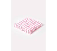 HOMESCAPES - Thick Stripe Pink - 100% Cotton - Large Floor Cushion - Soft Baby Pink - 50 x 50 x 10 cm Square - Indoor - Garden - Dining Chair Booster - Seat Pad Cushion.