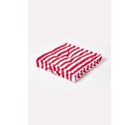 HOMESCAPES - Thick Stripe Red - 100% Cotton - Large Floor Cushion - Deep Scarlet - 50 x 50 x 10 cm Square - Indoor - Garden - Dining Chair Booster - Seat Pad Cushion.