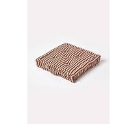 HOMESCAPES - Pin Stripe Choco - 100% Cotton - Floor Cushion - Chocolate and Beige - 40 x 40 x 8 cm Square - Indoor - Garden - Dining Chair Booster - Seat Pad Cushion.