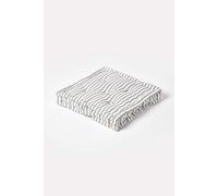 HOMESCAPES - Pin Stripe Grey - 100% Cotton - Large Floor Cushion - Light Grey and White - 50 x 50 x 10 cm Square - Indoor - Garden - Dining Chair Booster - Seat Pad Cushion