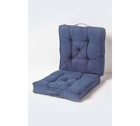 HOMESCAPES Navy Blue Travel Booster Cushion Large Firm 50 cm Square Seat Pad and Backrest Thick Soft Dark Blue Cotton Supportive Car Cushion For The Elderly, Post-Operative and Lumbar Support