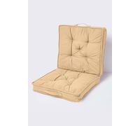 HOMESCAPES Beige Travel Booster Cushion Large Firm 50 cm Square Seat Pad and Backrest Luxury Thick Soft Taupe Cotton Supportive Car Cushion For The Elderly, Post-Operative and Lumbar Support