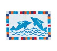 Homescapes Cotton Tufted Blue Dolphins Kids Rug