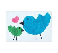 Homescapes Cotton Tufted Blue Green Birds Pink Heart Kids Rug