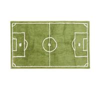 HOMESCAPES 100% Cotton Tufted Football Pitch Rug Green White - 60 x 100 cm Large Bath Mat or Children's Rug