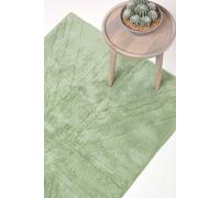 Homescapes Cotton Tufted Rug Union Jack Plain Embossed Mat in Green | Size: 50 cm x 80 cm Homescapes Green 50 cm x 80 cm