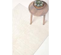 Homescapes Cotton Tufted Rug Union Jack Plain Embossed Mat Ivory Cream,90 X 150Cm