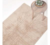 Homescapes Cotton Tufted Rug Union Jack Plain Embossed Mat Mink Beige,90 X 150 Cm