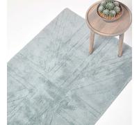 Homescapes Cotton Tufted Rug Union Jack Plain Embossed Mat Silver Grey, 50 X 80 Cm