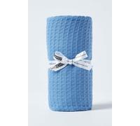 Homescapes Cotton Waffle Baby Blanket - Soft, Breathable & Skin-Friendly in Blue | Size: 90 cm x 112 cm Homescapes Blue 90 cm x 112 cm