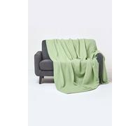 Homescapes Cotton Waffle Blanket Throw - Soft, Breathable & Skin-Friendly In Green Green