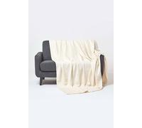 HOMESCAPES - 100% Organic Cotton Waffle Throw - Natural - 125 x 150 cm - Super Soft Combed Cotton