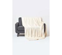 HOMESCAPES - 100% Organic Cotton Waffle Blanket - Natural - King Bed Size 250 x 230 cm - Super Soft Combed Cotton Blanket Throw