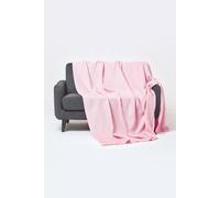 Homescapes Cotton Waffle Blanket Throw - Soft, Breathable & Skin-Friendly In Pink Pink 250cm x 230cm