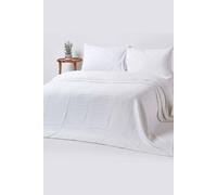 HOMESCAPES - 100% Organic Cotton Waffle Blanket - White - Double Bed Size 228 x 228 cm - Super Soft Combed Cotton Blanket Throw