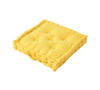 Homescapes Cotton Yellow Floor Cushion, 50 X 50 Cm