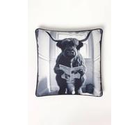 Homescapes Cow Animal Print Cushion 45 X 45 Cm Black White Novelty Black