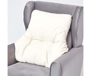 HOMESCAPES Cream Back Support Cushion Thick Lumbar Cushion for Armchair, Desk Chair or Sofa Soft 100% Cotton Orthopaedic Posture Cushion, 15cm Deep