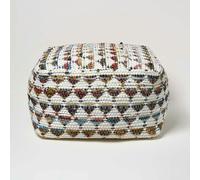 (60 x 60 x 30 cm) Cream Chindi Design Bean Filled Pouffe & Footstool