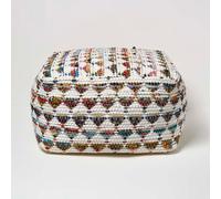 Homescapes Cream Chindi Design Bean Filled Pouffe Large 60 X 60 X 30 Cm