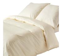 HOMESCAPES Cream Pure Egyptian Cotton Duvet Cover Set Euro Size 155 x 220 cm 200 TC 400 Thread Count Equivalent Pillowcase Included Quilt Cover Bedding Set
