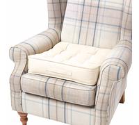 Cotton Armchair Booster Cushion Homescapes Cream 50cm x 50cm