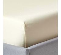 HOMESCAPES 1000 Thread Count Egyptian Cotton Cream Deep Fitted Sheet (12”) Single Luxury Bed Sheet with Fully Elasticated Skirt