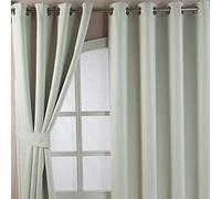 HOMESCAPES Cream Eyelet Ring Top Blackout Thermal Curtain Pair Width 228cm (90") x 182cm (72") Drop Herringbone Chevron Textured Retro Geometric Design. FREE SWATCHES.