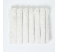 Homescapes Cream Faux Fur Ribbed Cushion, 45 X 45Cm