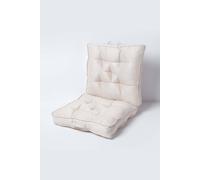 HOMESCAPES Cream Travel Booster Cushion Large Firm 50 cm Square Seat Pad and Backrest Luxury Thick Soft Cotton Supportive Car Cushion For The Elderly, Post-Operative and Lumbar Support