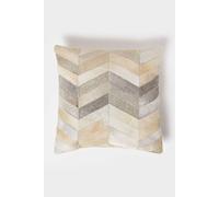 Chevron Cream & Grey Leather Cushion 45 x 45 cm