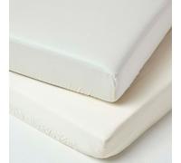 Homescapes Cream Organic Cotton Cot Bed Fitted Sheets 400 Thread Count, 2 Pack
