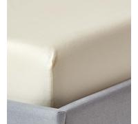 HOMESCAPES Organic Cotton Cream Fitted Sheet (12”) Double 400TC 600 Thread Count Equivalent Bed Sheet with Fully Elasticated