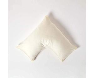HOMESCAPES Cream Organic Cotton V-Shape Pillowcase 400TC 600 Thread Count Equivalent Pillow Case For Nursing Pregnancy and Elderly