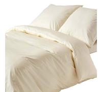HOMESCAPES Cream Pure Egyptian Cotton Duvet Cover Set Euro Size 150 x 200 cm 200 TC 400 Thread Count Equivalent Pillowcase Included Quilt Cover Bedding Set