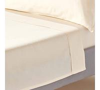 HOMESCAPES Cream Pure Organic Cotton Flat Sheet Single 400TC 600 Thread Count Equivalent Bed Sheet