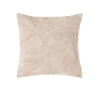 Homescapes Cream Real Leather Suede Cushion With Feather Filling