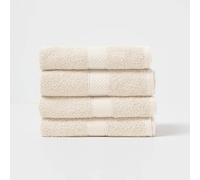 HOMESCAPES Cream Turkish Cotton Set of 4 Hand Towels Super Soft Thick & Absorbent 500 GSM Towel Heavy Weight for everyday Luxury