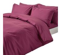 HOMESCAPES Crisp & Cool 200 TC Egyptian Cotton Percale Duvet Cover Set - Single - Plum