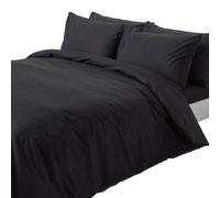 HOMESCAPES Black Pure Egyptian Cotton Duvet Cover Set Super King 200 TC 400 Thread Count Equivalent 2 Pillowcases Included Quilt Cover Bedding Set