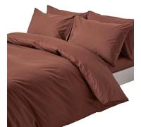 HOMESCAPES Crisp & Cool 200 TC Egyptian Cotton Percale Duvet Cover Set - Super King - Chocolate