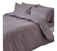 HOMESCAPES Crisp & Cool 200 TC Egyptian Cotton Percale Duvet Cover Set - Super King - Dark Grey