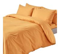 HOMESCAPES Mustard Yellow Pure Egyptian Cotton Duvet Cover Set Super King 200 TC 400 Thread Count Equivalent 2 Pillowcases Included Quilt Cover Bedding Set