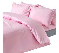 HOMESCAPES Crisp & Cool 200 TC Egyptian Cotton Percale Duvet Cover Set - Super King - Pink