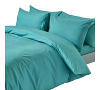 HOMESCAPES Teal Pure Egyptian Cotton Duvet Cover Set Super King 200 TC 400 Thread Count Equivalent 2 Pillowcases Included Quilt Cover Bedding Set
