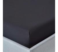 HOMESCAPES Crisp & Cool 200 TC Egyptian Cotton Percale Fitted Sheet - 30 cm Deep - Double - Black