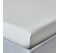 HOMESCAPES Crisp & Cool 200 TC Egyptian Cotton Percale Fitted Sheet - 30 cm Deep - Double - Silver Grey